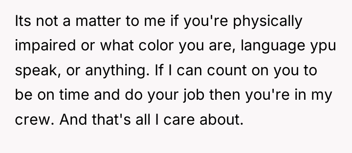 Its not a matter to me if you're physically impaired...