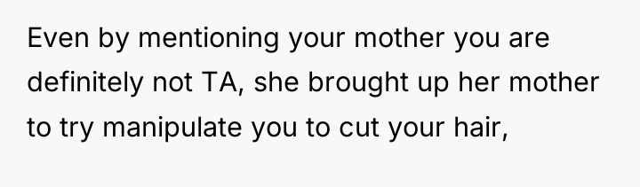 Even by mentioning your mother you are definitely not TA,...