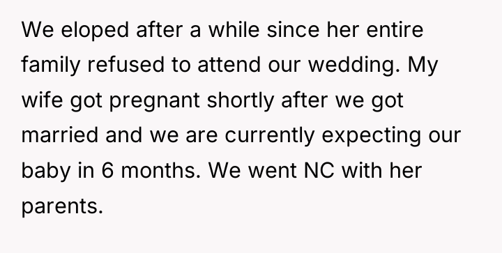 We eloped after a while since her entire family refused...