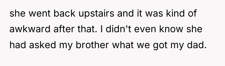 she went back upstairs and it was kind of awkward...
