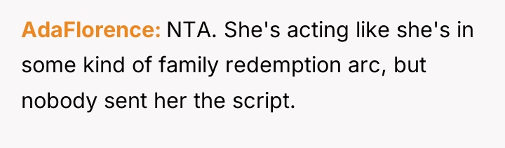AdaFlorence NTA. She's acting like she's in some kind of...
