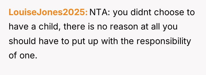 LouiseJones2025 NTA: you didnt choose to have a child, there...
