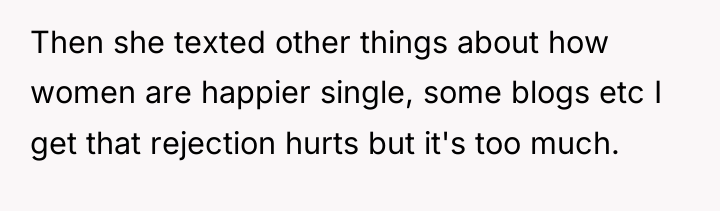 Then she texted other things about how women are happier...