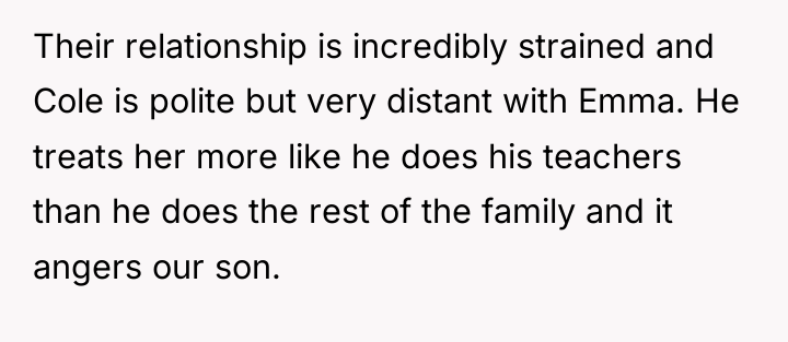 Their relationship is incredibly strained and Cole is polite but...