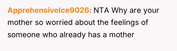 ApprehensiveIce9026 NTA Why are your mother so worried about the...