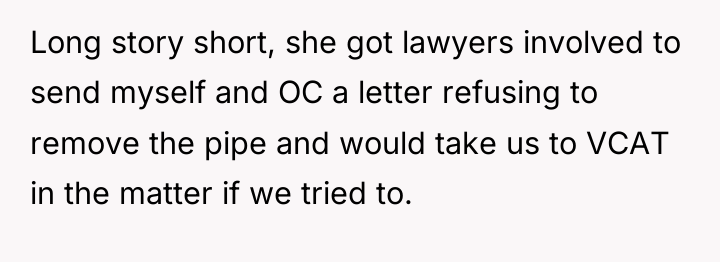 Long story short, she got lawyers involved to send myself...