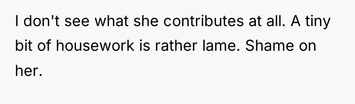 I don't see what she contributes at all. A tiny...