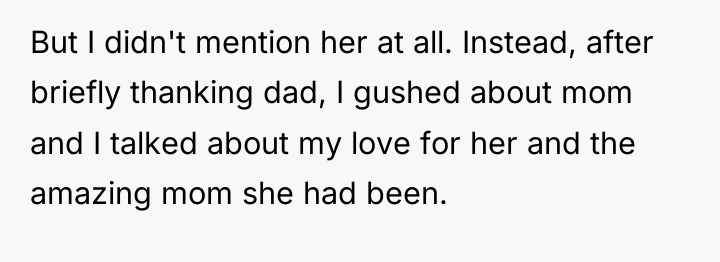 But I didn't mention her at all. Instead, after briefly...