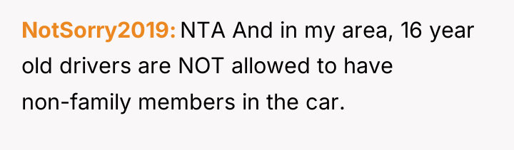 NotSorry2019 NTA And in my area, 16 year old drivers...