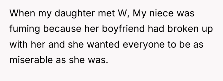 When my daughter met W, My niece was fuming because...