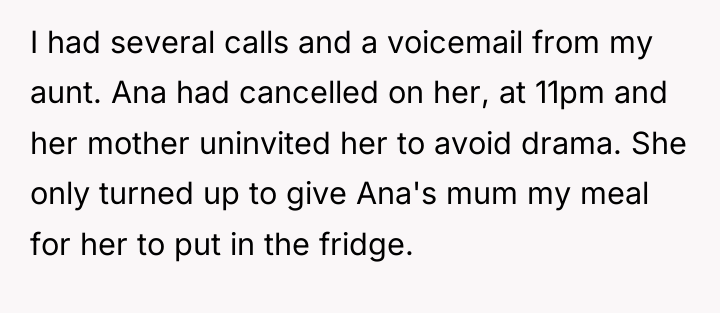 I had several calls and a voicemail from my aunt....