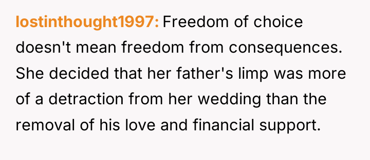 lostinthought1997 Freedom of choice doesn't mean freedom from consequences. She...