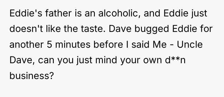Eddie's father is an alcoholic, and Eddie just doesn't like...