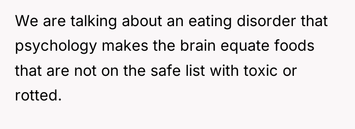 We are talking about an eating disorder that psychology makes...
