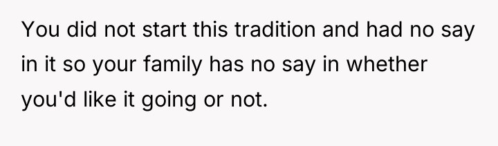 You did not start this tradition and had no say...