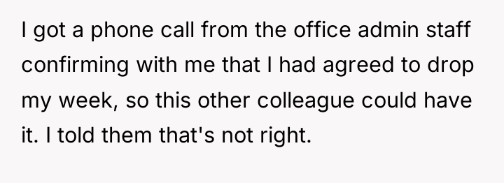 I got a phone call from the office admin staff...