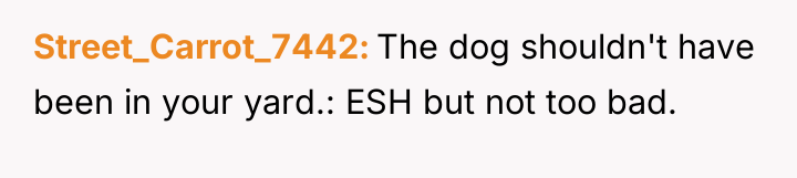 Street_Carrot_7442 The dog shouldn't have been in your yard.: ESH...