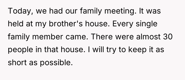 Today, we had our family meeting. It was held at...