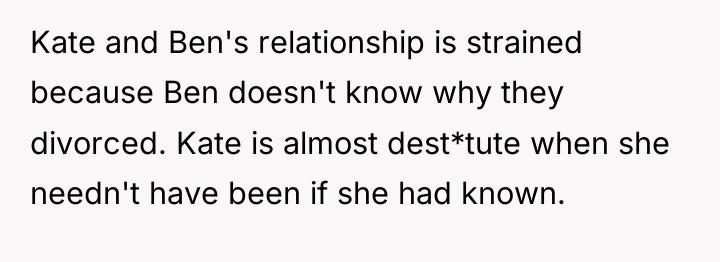 Kate and Ben's relationship is strained because Ben doesn't know...