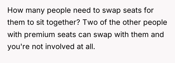 How many people need to swap seats for them to...