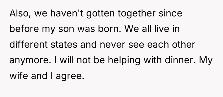 Also, we haven't gotten together since before my son was...