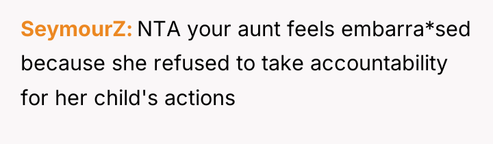 SeymourZ NTA your aunt feels embarra*sed because she refused to...