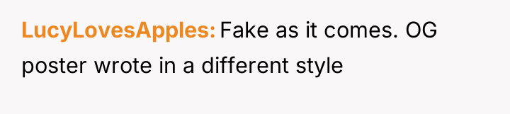 LucyLovesApples Fake as it comes. OG poster wrote in a...