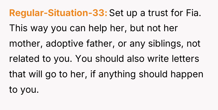 Regular-Situation-33 Set up a trust for Fia. This way you...
