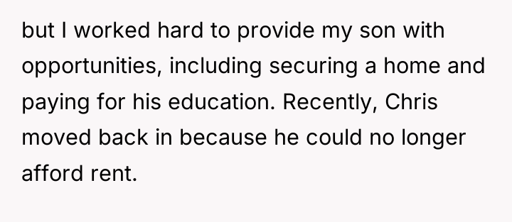 but I worked hard to provide my son with opportunities,...