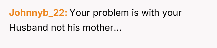 Johnnyb_22 Your problem is with your Husband not his mother...