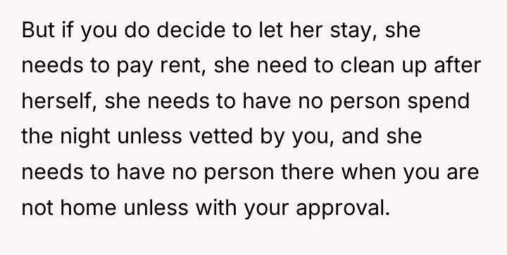 But if you do decide to let her stay, she...