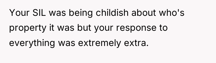 Your SIL was being childish about who's property it was...
