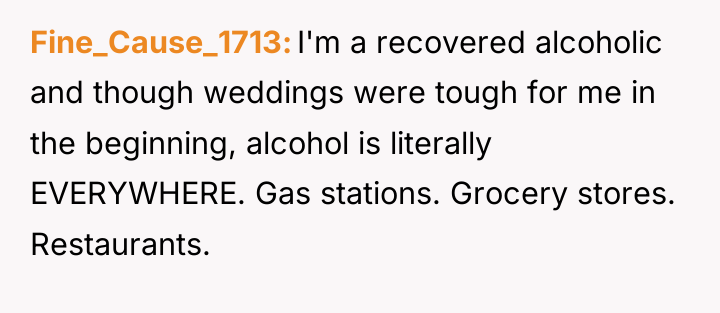 Fine_Cause_1713 I'm a recovered alcoholic and though weddings were tough...