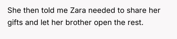 She then told me Zara needed to share her gifts...