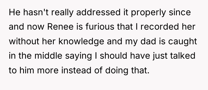 He hasn't really addressed it properly since and now Renee...