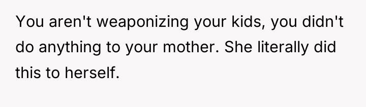 You aren't weaponizing your kids, you didn't do anything to...