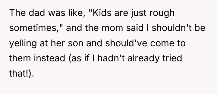 The dad was like, "Kids are just rough sometimes," and...