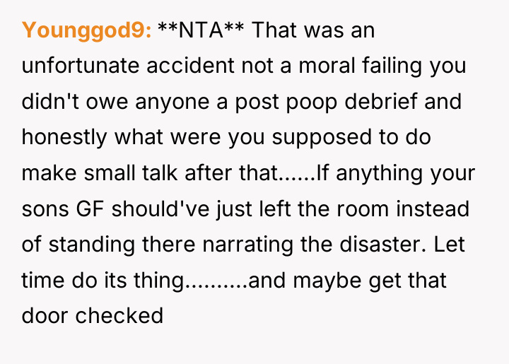 Younggod9 **NTA** That was an unfortunate accident not a moral...