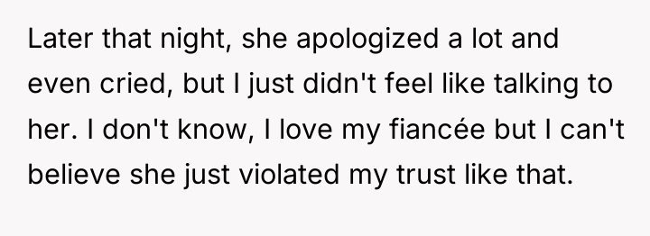 Later that night, she apologized a lot and even cried,...