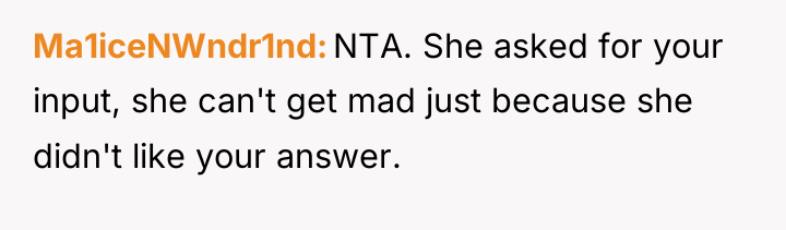 Ma1iceNWndr1nd NTA. She asked for your input, she can't get...