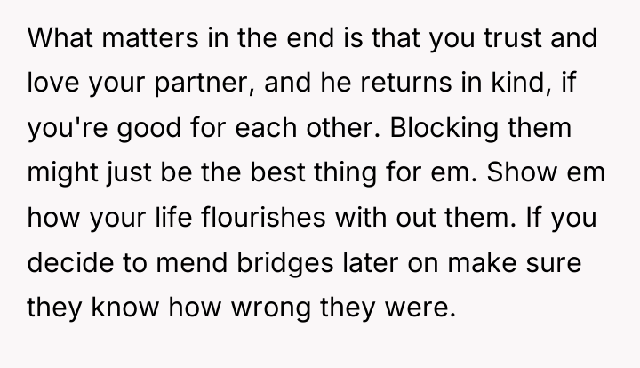What matters in the end is that you trust and...