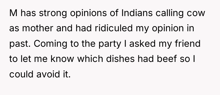 M has strong opinions of Indians calling cow as mother...