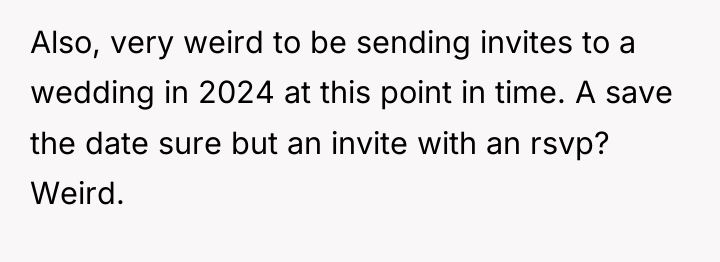 Also, very weird to be sending invites to a wedding...