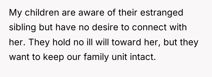 My children are aware of their estranged sibling but have...