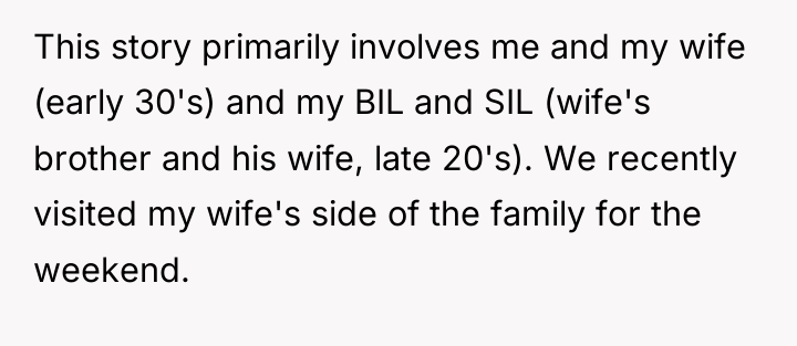 This story primarily involves me and my wife (early 30's)...