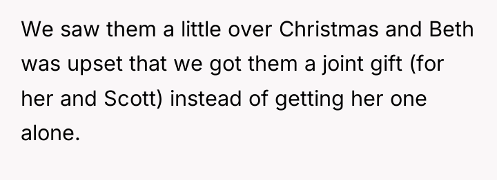 We saw them a little over Christmas and Beth was...