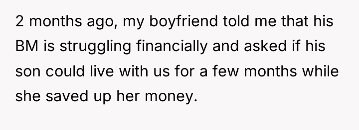 2 months ago, my boyfriend told me that his BM...