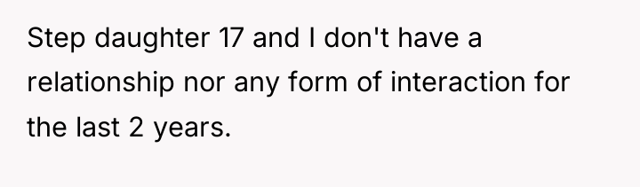 Step daughter 17 and I don't have a relationship nor...