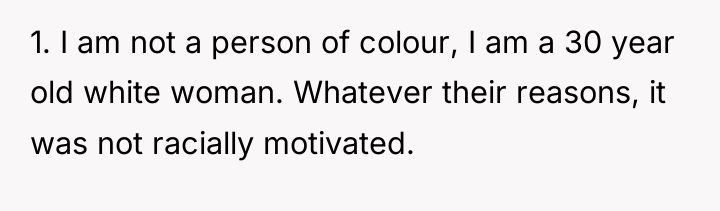 1. I am not a person of colour, I am...