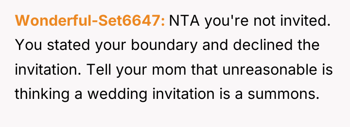 Wonderful-Set6647 NTA you're not invited. You stated your boundary and...